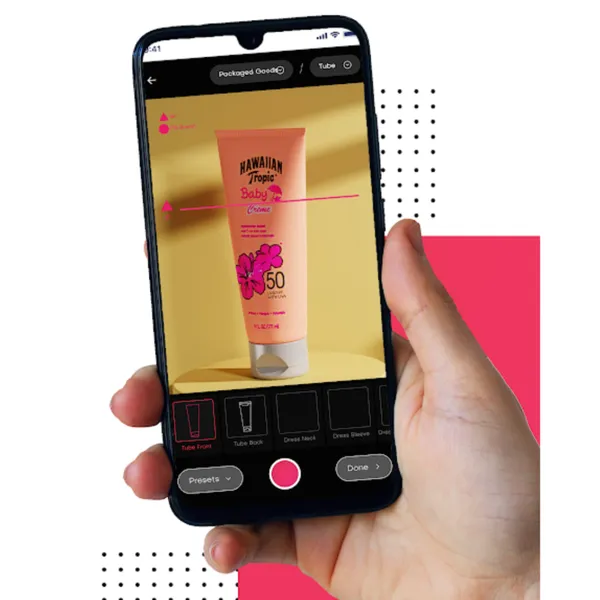 DoMyShoot app photographing a sunscreen product on a phone